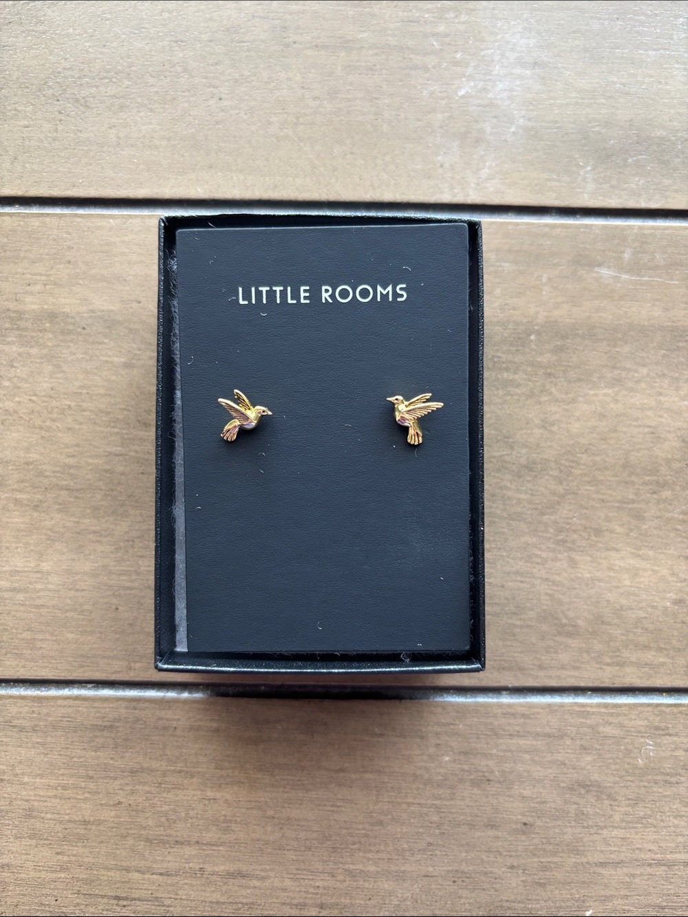 Little Rooms Gold Tone Hummingbird Stud Earrings